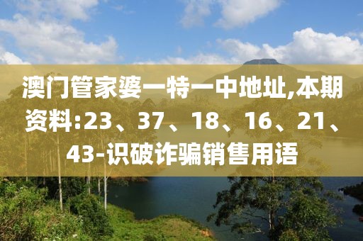 澳门管家婆一特一中地址,本期资料:23、37、18、16、21、43-识破诈骗销售用语