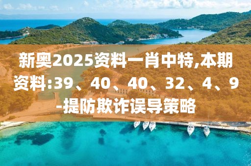 新奥2025资料一肖中特,本期资料:39、40、40、32、4、9-提防欺诈误导策略