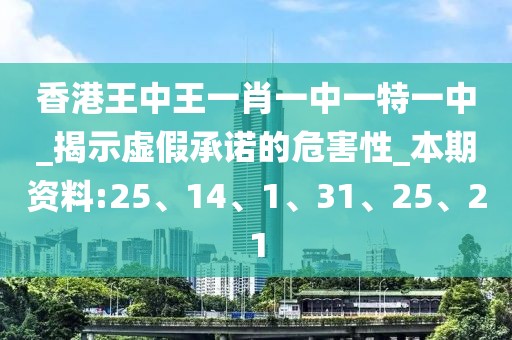 香港王中王一肖一中一特一中_揭示虚假承诺的危害性_本期资料:25、14、1、31、25、21