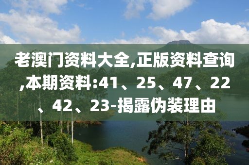 老澳门资料大全,正版资料查询,本期资料:41、25、47、22、42、23-揭露伪装理由
